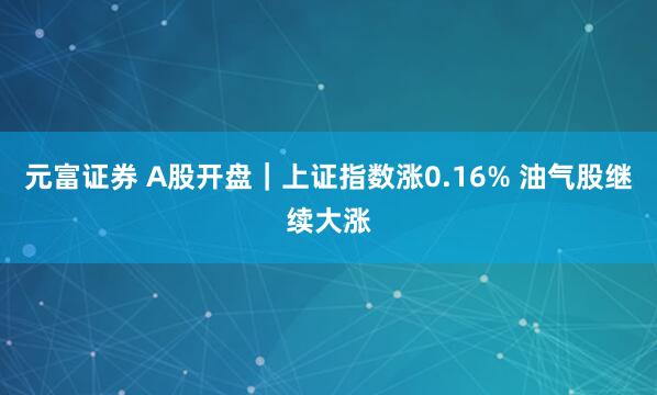 元富证券 A股开盘｜上证指数涨0.16% 油气股继续大涨